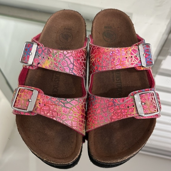 Birkenstock Arizona Vegan Leather Microfibre Flashy Halogen Pink size 13/13.5 - Picture 2 of 16